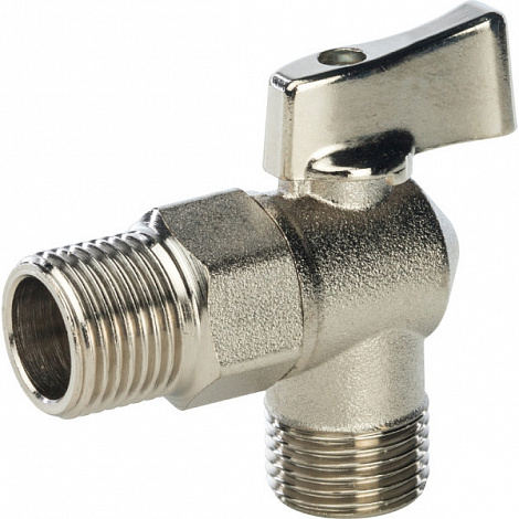 Кран латунный для стиральных машин 1/2"x1/2" угловой STOUT
