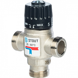 Термостатический смесительный клапан 3/4 с наружной резьбой 60°С KV 1,6 STOUT