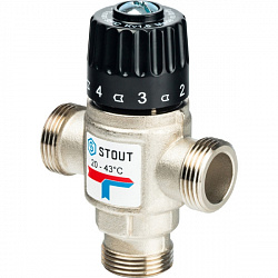 Термостатический смесительный клапан 3/4 с наружной резьбой 43°С KV 1,6 STOUT