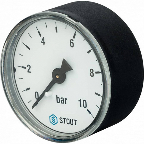 Манометр давления аксиальный 1/2" Dn 100 мм от 0 до 10 бар STOUT