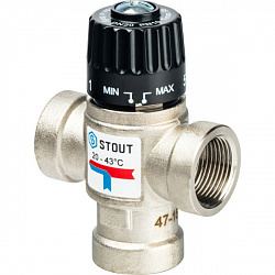 Термостатический смесительный клапан 3/4 с внутренней резьбой 43°С KV 1,6 STOUT